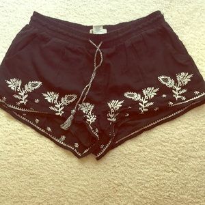 Black embroidered shorts
